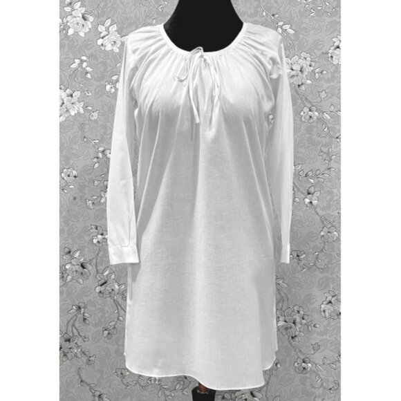 SoieRose Long Sleeve 100% Cotton Victorian Nightgown with Tie Neck – SR-1223 - Picture 2 of 5